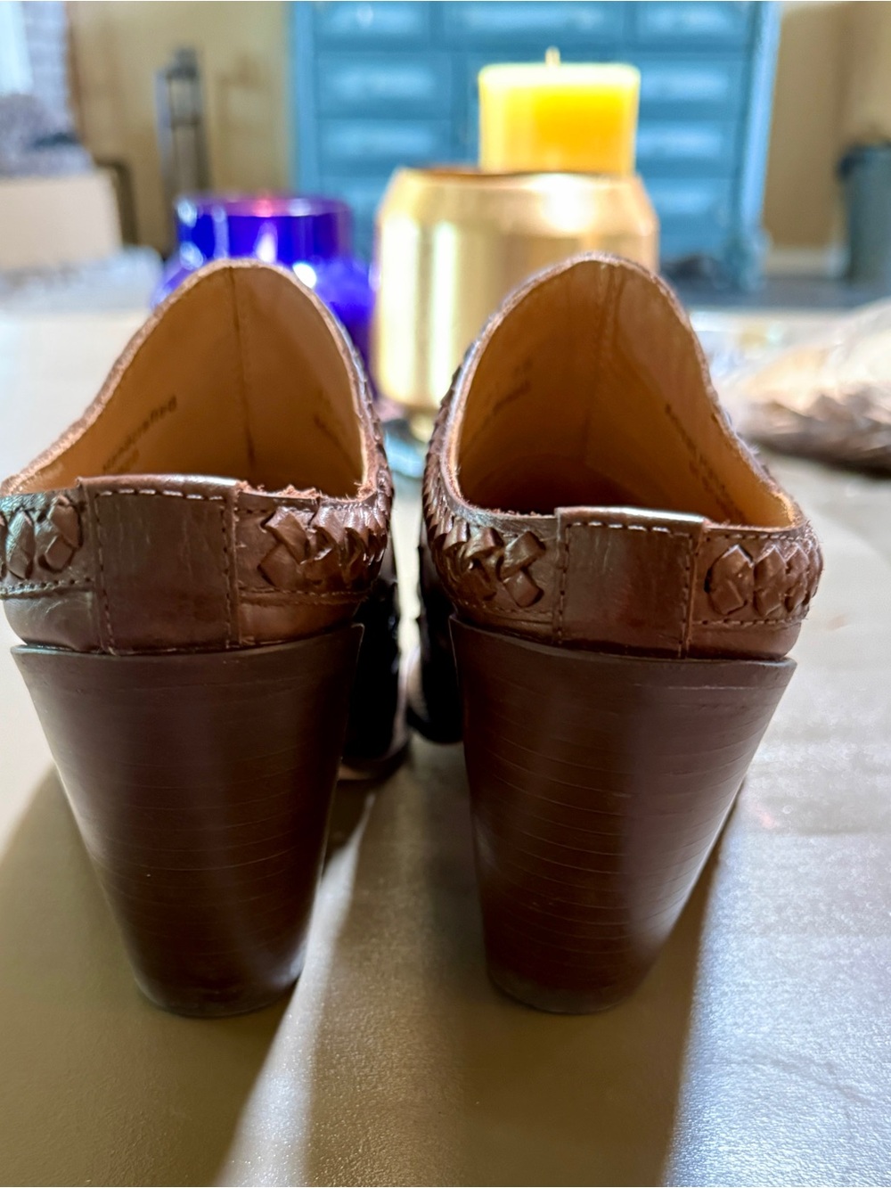 Lucchese Two-Tone Western Leather Mules Clogs Slide Cowboy Boots - Picture 4 of 7